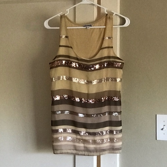 Express Tops - Express! Striped and Sequined Tank Top